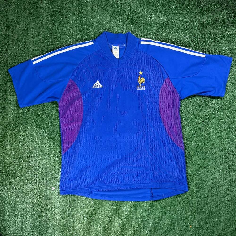Adidas France National Team 2002-2004 Home Soccer Jersey Size Large Blue